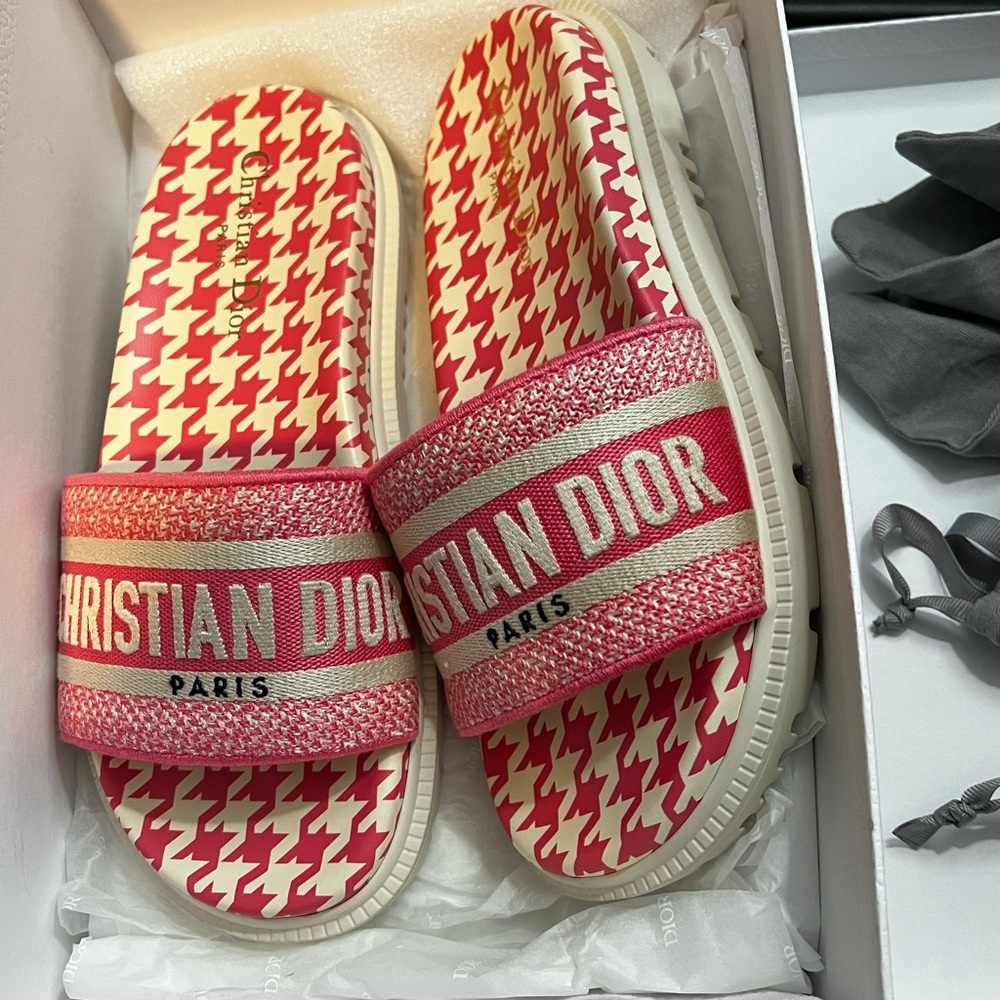 Authentic. Dior dway leather sandals. size 7.5 women's with dust bag and box.